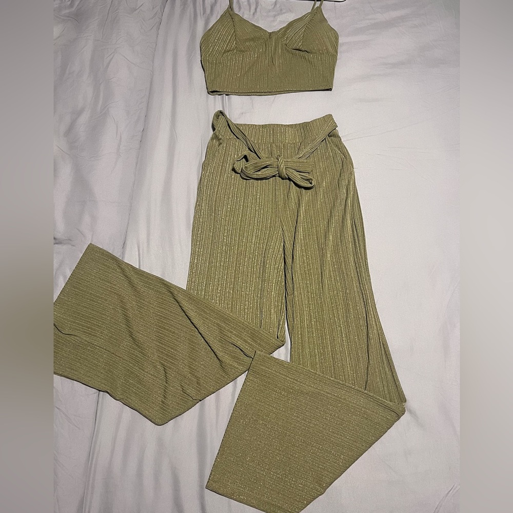 Olive green matching pant set